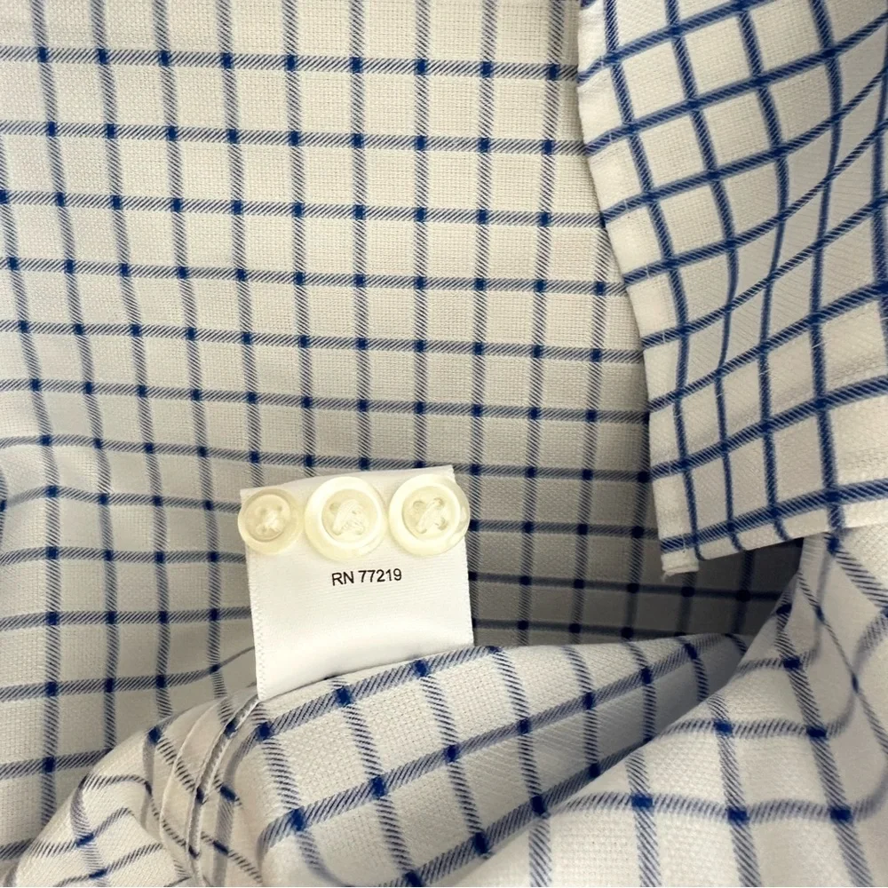 Joseph & Feiss Blue & White Checkered Non Iron Classic Fit Cotton Dress Shirt